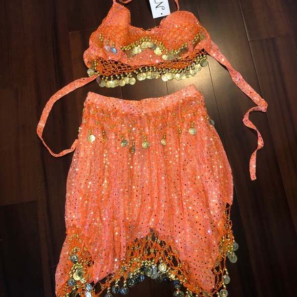 NEELAM FASHIONS belly dancer costume. Orange/pink - Picture 1 of 3